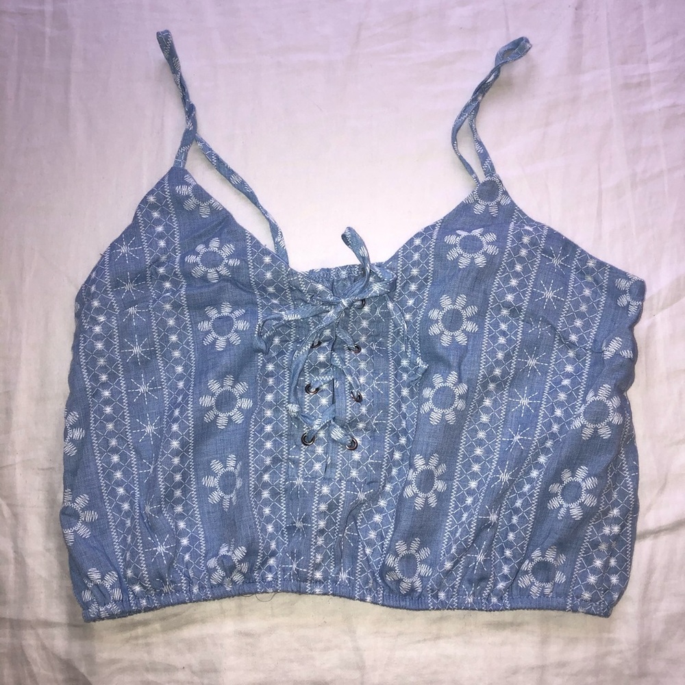 Charlotte Russe Blue cropped tank top